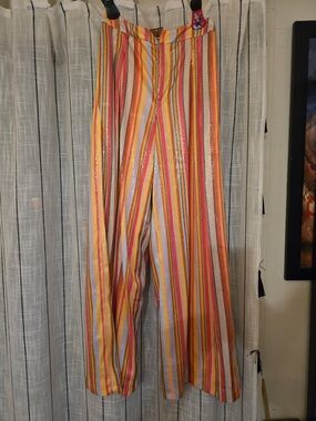 Fate Wide Leg Striped Pants in Yellow, Orange, Pink, Blue